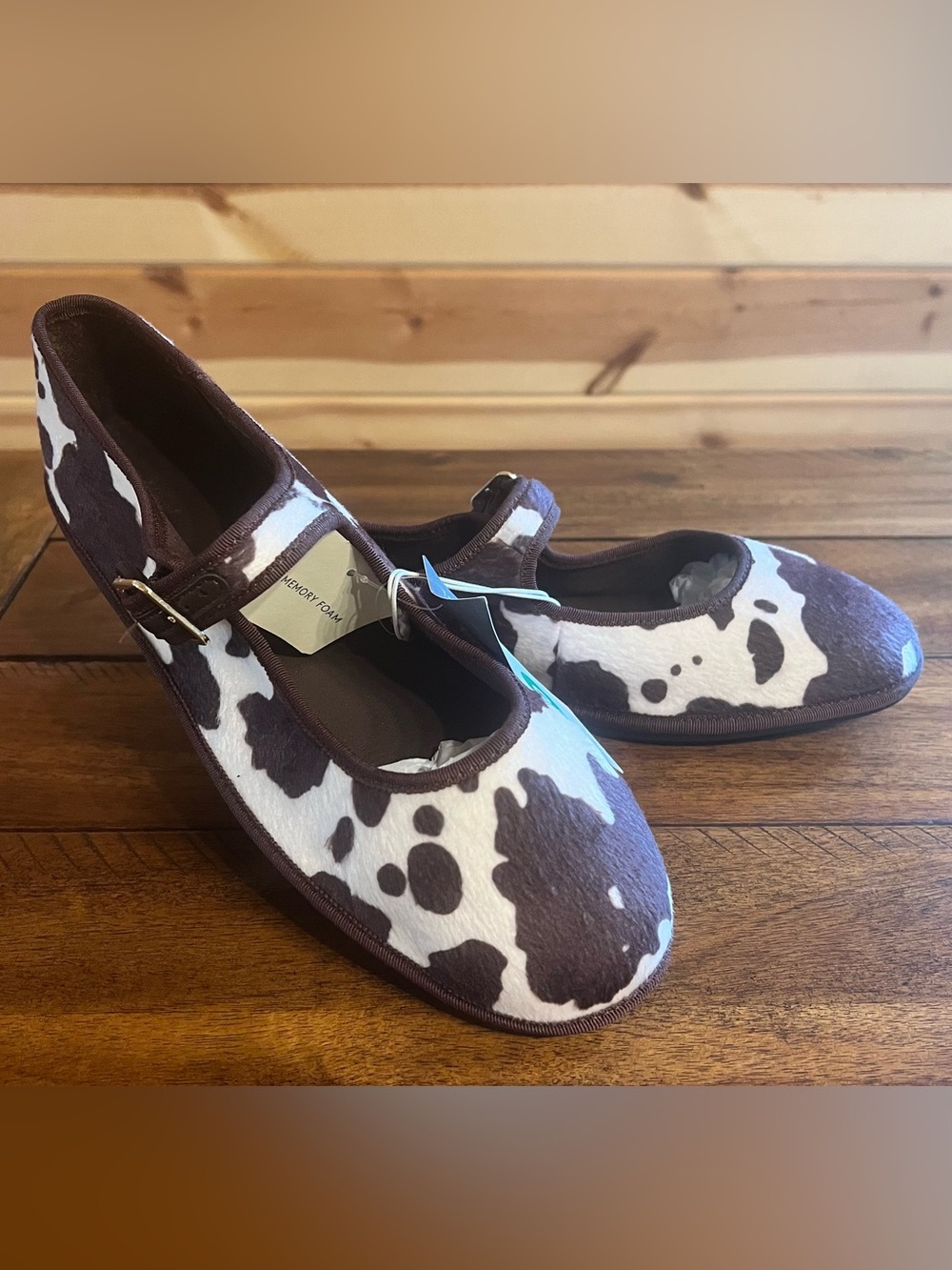 NWT Universal Thread Brown Cow Print Mary Jane Flats Size 10